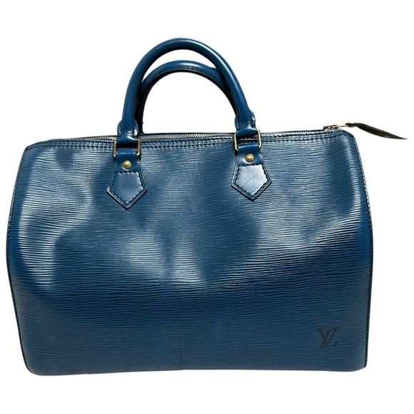 LOUIS VUITTON Speedy 30 Blue Epi Leather Boston Hand Bag Purse - Picture 1 of 15